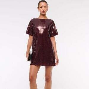 🎉HP 2x🎉 Abercrombie & Fitch Sequin Tee Mini Dress with Open Back